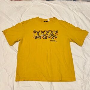 H&M Yellow Keith Haring Graphic Short Sleeve Tee